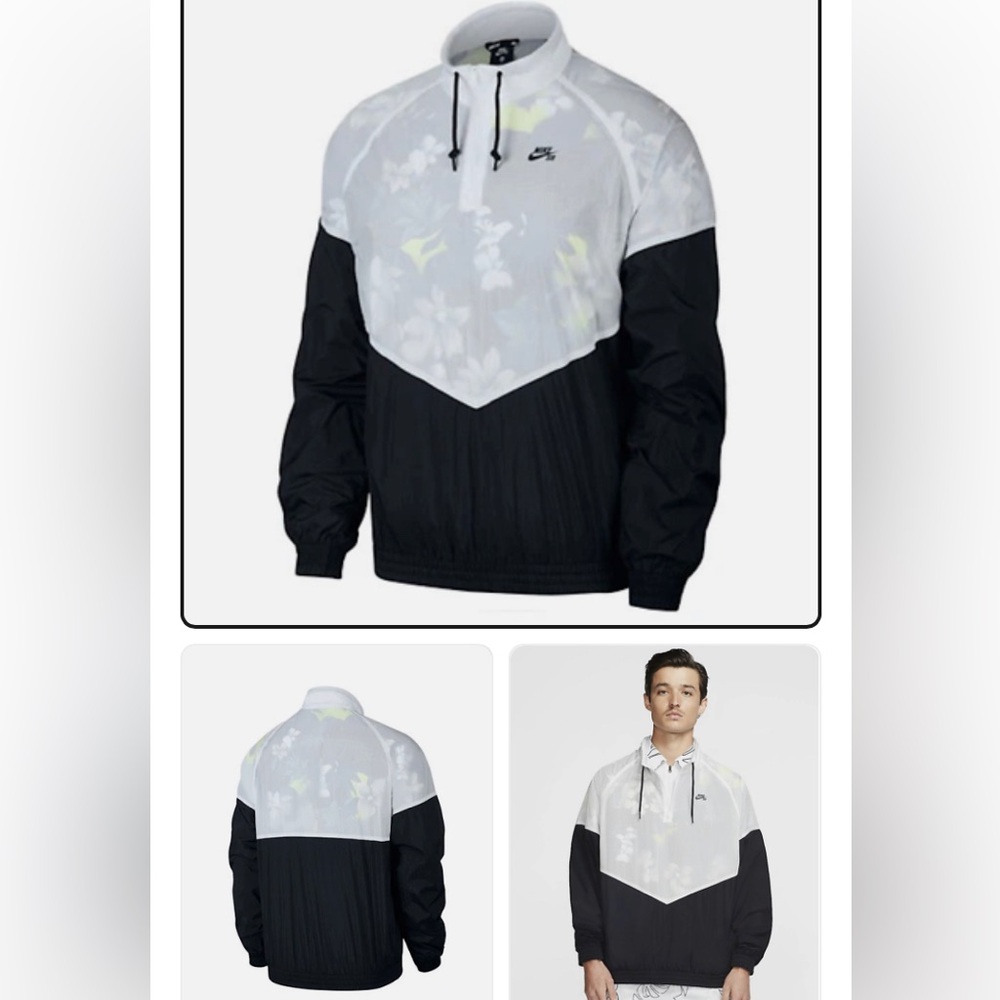 NIKE SB Paradise Pullover Windbreaker Jacket men’s black and white size large